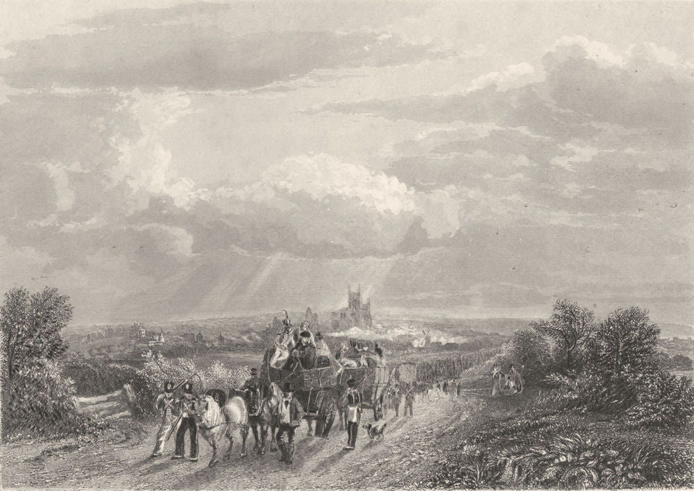 KENT. Canterbury general view. Tillotson. Fine steel engraving 1860 old print